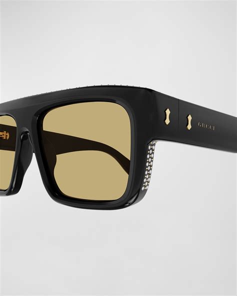 gucci rectangle acetate sunglasses|Gucci sunglasses with Swarovski crystals.